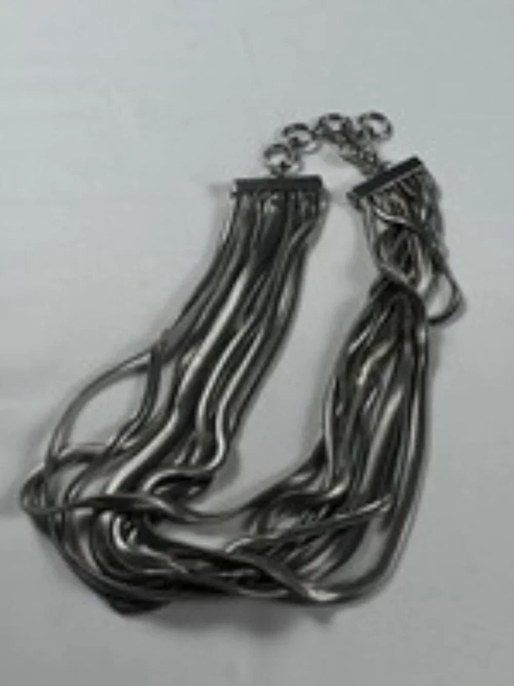 Vintage Y2K Liquid Metal Snake Chain Necklace Multi Strand Choker Silver Tone
